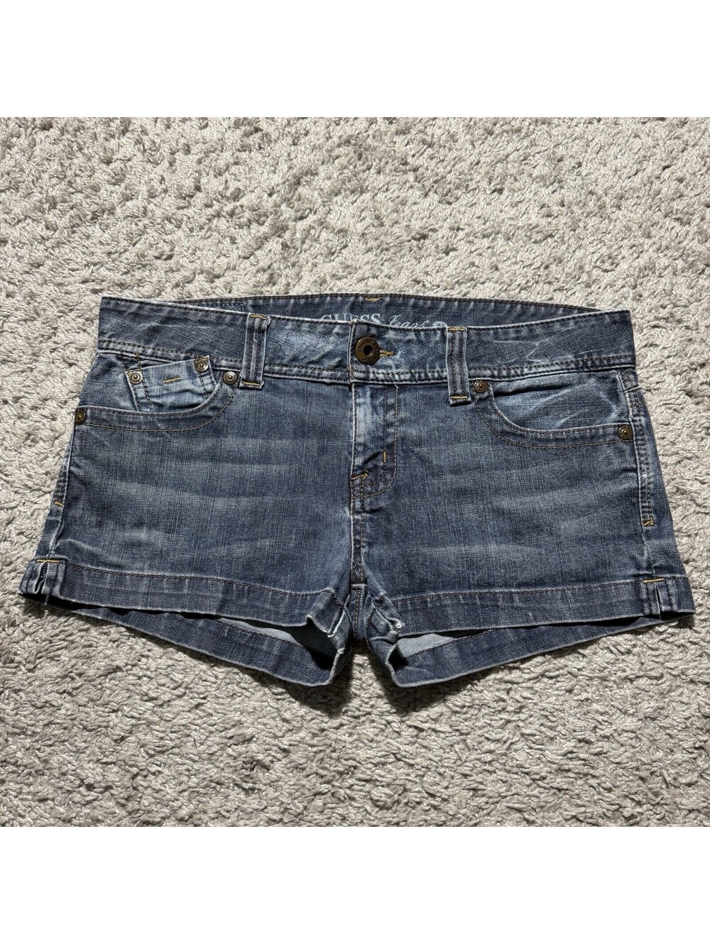 Vintage Y2K Guess Jean Shorts Womens 31 Blue Denim Micro Mini Stretch